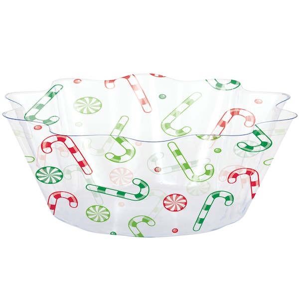 Creative Converting 8" x 3" Christmas Candy Fluted Bowl PK12, 12PK - 357337