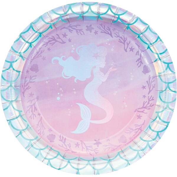 Creative Converting Iridescent Mermaid Party Dessert Plates, 7", 96PK - 336703