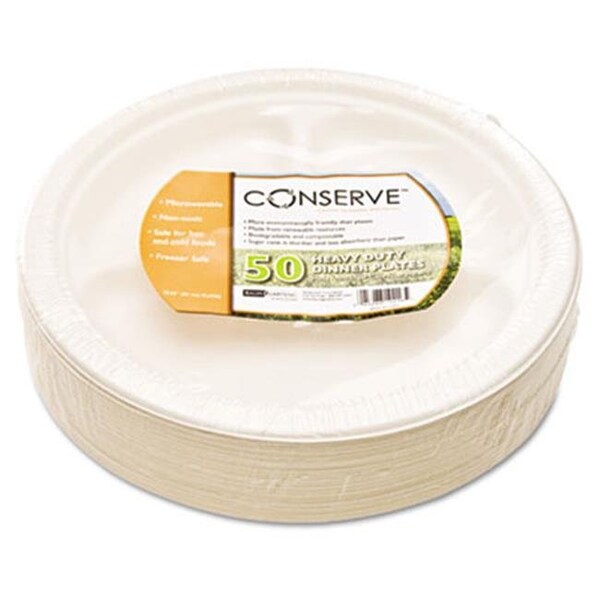 Conserve Conserve 10.25 3 Compartment Plates 10.25 50 Pack OFF WHITE (10216) - 10216