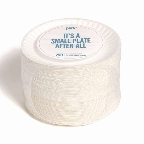 Perk Economy Paper Plates, 6in dia, White, 1000PK - PK56517/53197