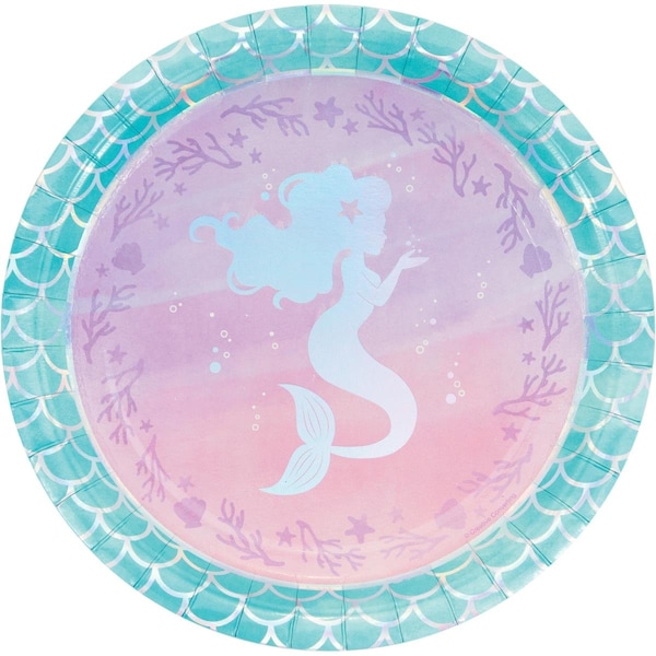 Omg Iridescent Mermaid Party Paper Plates, 8PK - OM1572444
