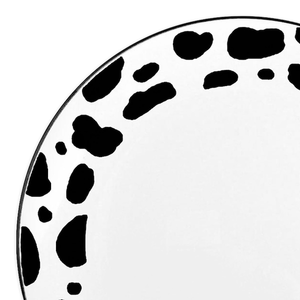 Smarty Had A Party 7.5" White w/Black Dalmatian Spots Round Dispos. Plastic Appetizer/Salad Plates (120 Plates), 120PK - 957BG-CASE