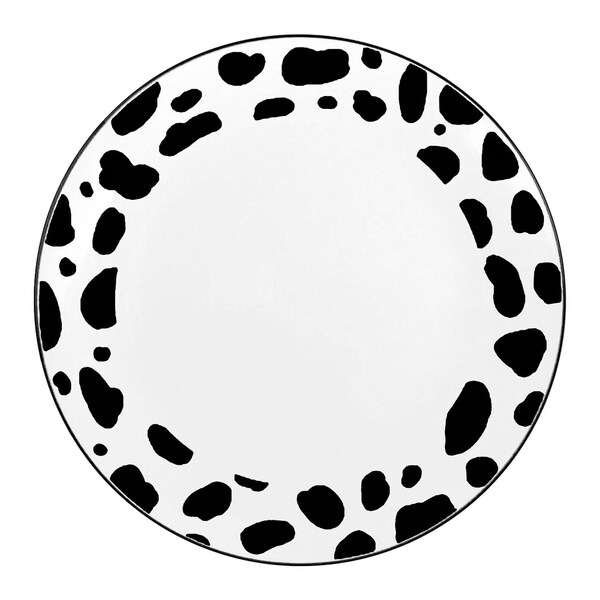 Smarty Had A Party 7.5" White w/Black Dalmatian Spots Round Dispos. Plastic Appetizer/Salad Plates (120 Plates), 120PK - 957BG-CASE