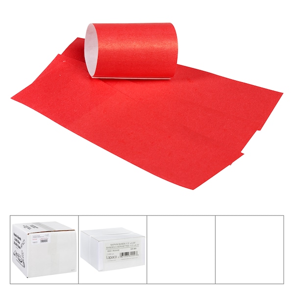 Lapaco Lapaco 1.5'' By 4.25'' Red Napkin Band, PK2000 - 320-009