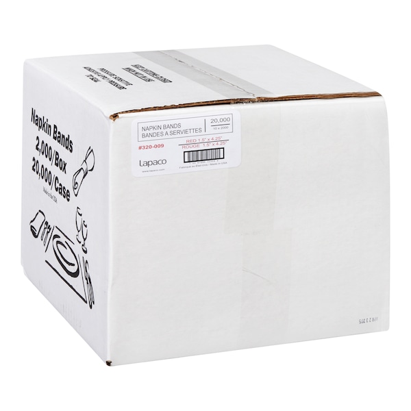 Lapaco Lapaco 1.5'' By 4.25'' Red Napkin Band, PK2000 - 320-009