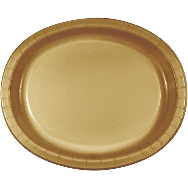 Touch Of Color Glittering Gold Oval Plates, 12"x10, 96PK - 433276