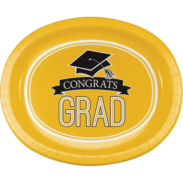Creative Converting Graduation School Spirit Yellow Oval Plates, 12"x10, 96PK - 320101