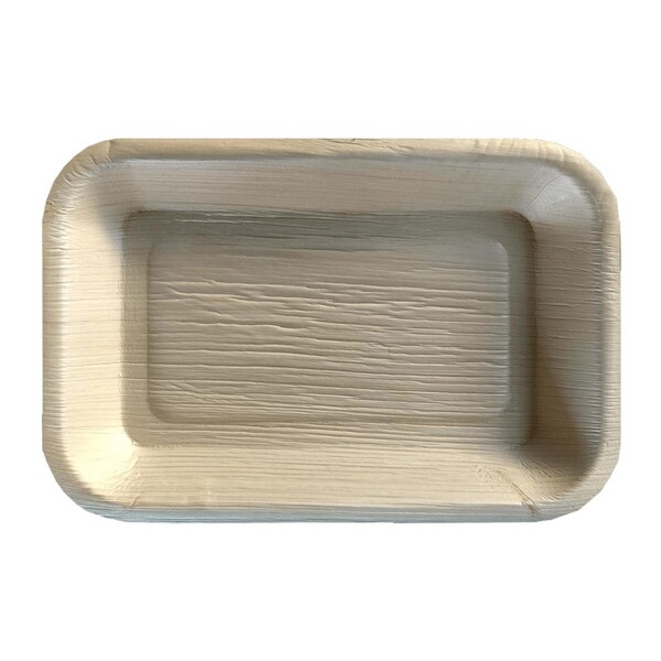 Smarty Had A Party 9" x 6" Rectangular Natural Palm Leaf Eco-Friendly Disposable Plates (100 Plates), 100PK - 5609T-CASE
