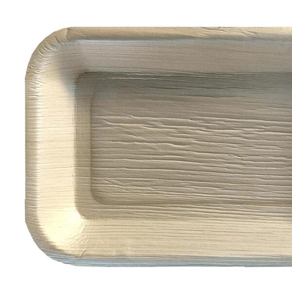Smarty Had A Party 9" x 6" Rectangular Natural Palm Leaf Eco-Friendly Disposable Plates (100 Plates), 100PK - 5609T-CASE