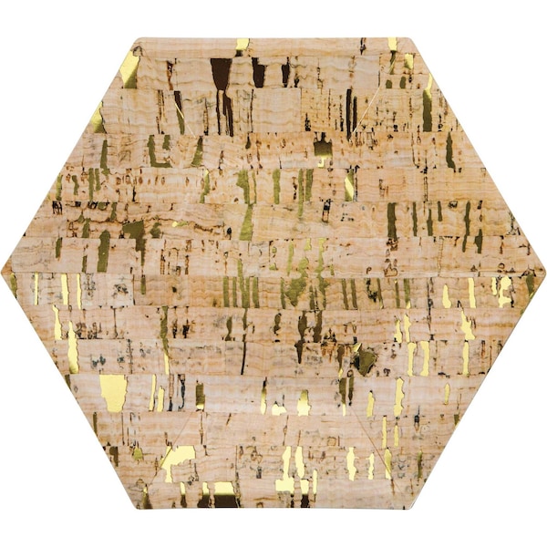 Elise Gold and Cork Hexagon Foil Dessert Plates, 8", 48PK - 342110
