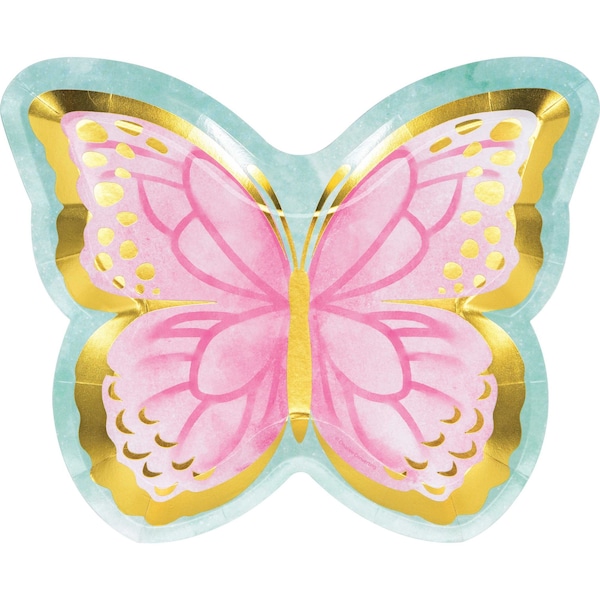 Creative Converting Golden Butterfly Shaped Paper Plates, 9", 96PK - 355770