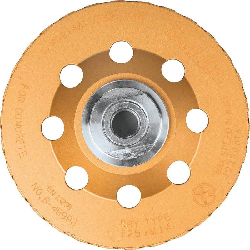 Makita 5 in. Rueda Copa de Diamante Turbo de Baja Vibración, Compatible con Esmeriladoras Angulares con controlador electrónico - A-98871