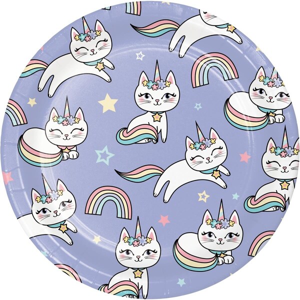Omg 7 in. Sassy Caticorn Dessert Plates, 96PK - OM1568156
