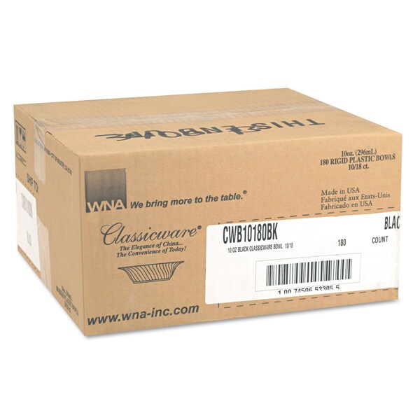 Wna Classicware Bowls, Plastic, 10 oz, Black, 180PK - WNA CWB10180BK