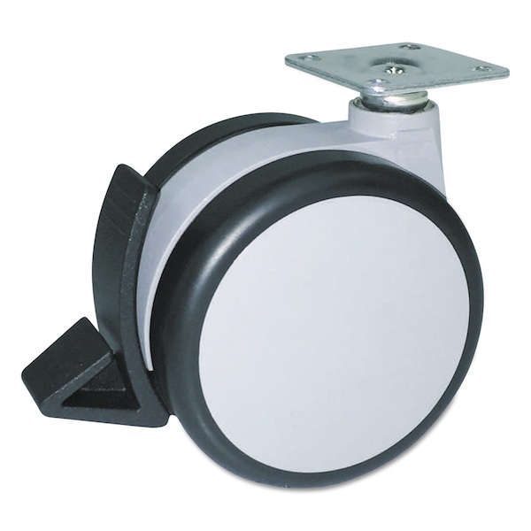 Master Caster Gemini Caster Series Heavy-Duty Twin Wheel Hard Floor Casters, Mount Plate, 3 in. Wheel, Gray, 4PK - 71444