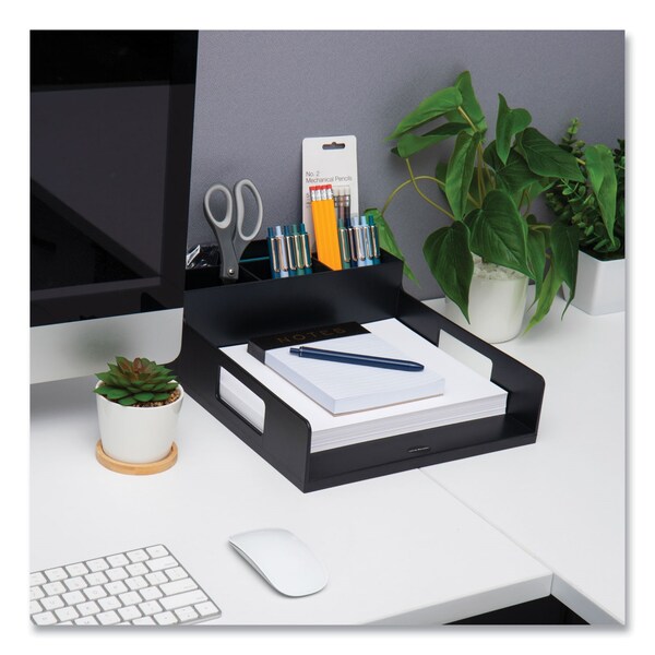 Mind Reader Network Collection Utensil, Napkin and Plate Countertop Organizer, 15.2x11.5x4.45, Plastic, Black - PSNAPUT-BLK