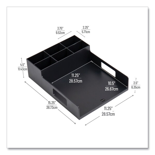 Mind Reader Network Collection Utensil, Napkin and Plate Countertop Organizer, 15.2x11.5x4.45, Plastic, Black - PSNAPUT-BLK