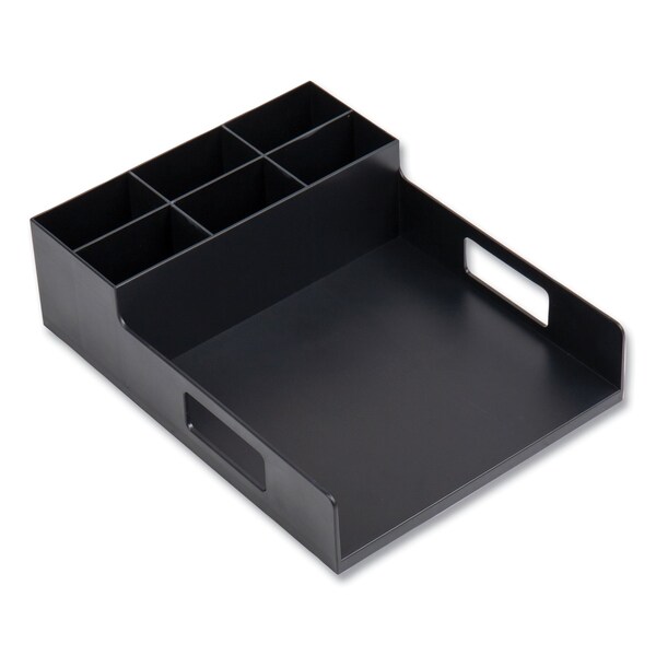 Mind Reader Network Collection Utensil, Napkin and Plate Countertop Organizer, 15.2x11.5x4.45, Plastic, Black - PSNAPUT-BLK