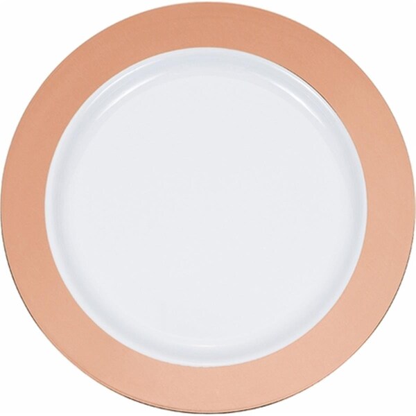 Omg 10 in. Rose Gold Rim Plastic Banquet Plates, 120PK - OM1640918