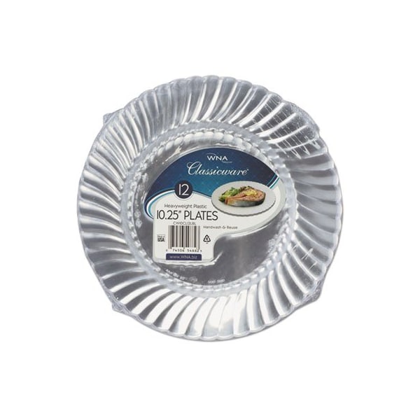 Wna WNA, Classicware Plastic Dinnerware Plates, 10 1/4in Dia, Clear, 12PK - RSCW101212PK
