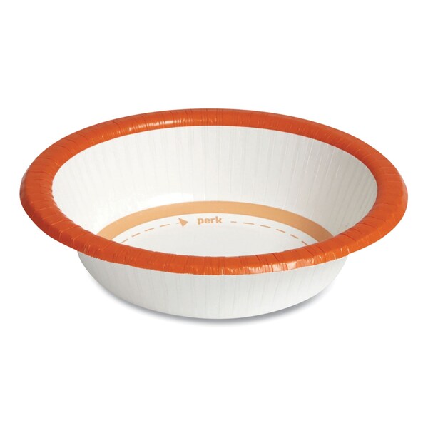 Perk Heavy-Weight Paper Bowls, 12 oz, White/Orange, 500PK - PK54332CT