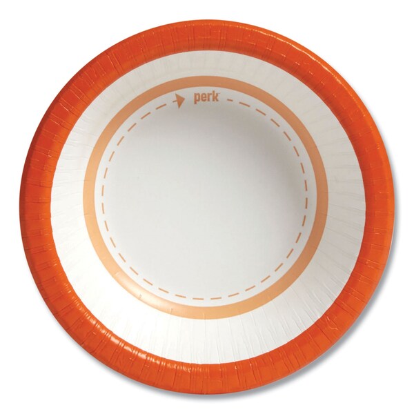Perk Heavy-Weight Paper Bowls, 12 oz, White/Orange, 500PK - PK54332CT