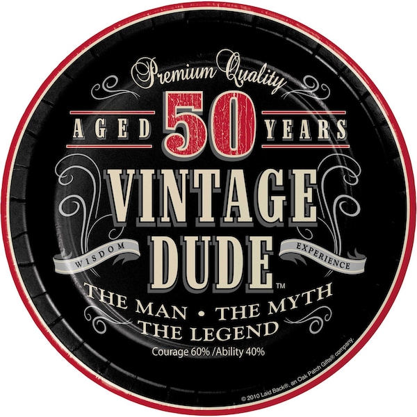 Creative Converting Vintage Dude 50th Birthday Dessert Plates, 7", 96PK - 411567