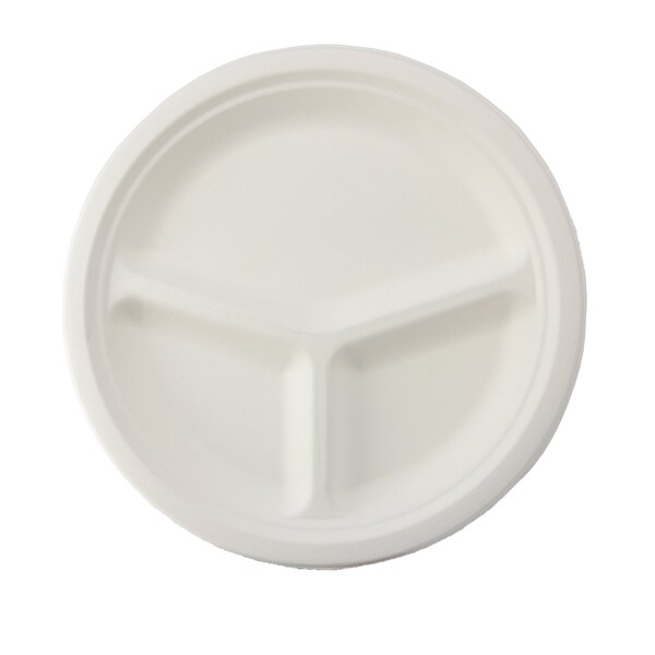 Stalk Market 10 in. 3-Compartment Round Plate, 500PK - P007