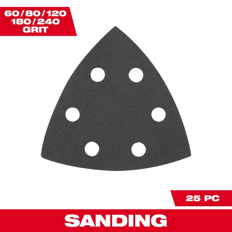 Juego de accesorios de lijado oscilante con papel de lija de 3-1/2 pulgadas Milwaukee (25 piezas) - 49-25-2025