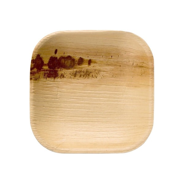 Smarty Had A Party 4" Square Palm Leaf Eco Friendly Disposable Pastry Plates (100 Plates), 100PK - 4674S-CASE