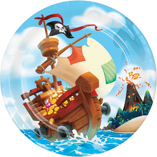 Creative Converting Treasure Island Pirate Paper Plates, 9", 96PK - 339778