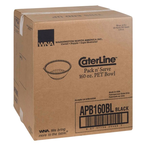 Wna-Caterline WNA-Caterline 12 160 oz. Pack N' Serve Black Bowl, PK25 - APB160BL