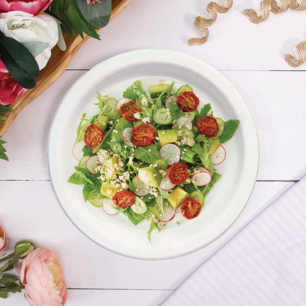 Solo Compostable Paper Dinnerware, ProPlanet Seal, Plate, 9in dia, White, 250PK - OFMP9-PLANET
