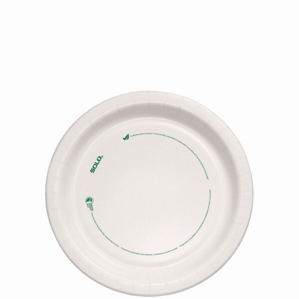 Solo Compostable Paper Dinnerware, ProPlanet Seal, Plate, 9in dia, White, 250PK - OFMP9-PLANET