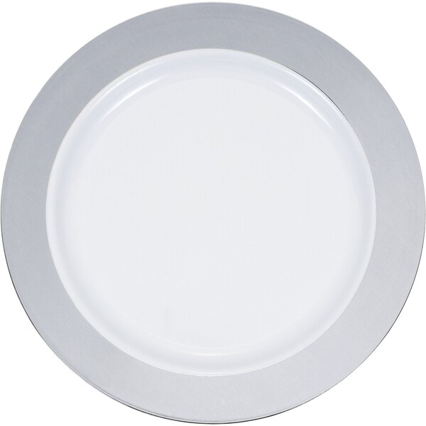 Sensations Silver Rim Plastic Dessert Plates, 7", 120PK - 347875