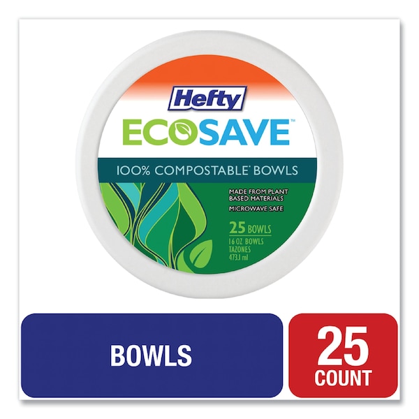 Hefty Super Strong Paper Dinnerware, 16 oz Bowl, Bagasse, PK300 - RFP D71625