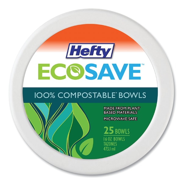 Hefty Super Strong Paper Dinnerware, 16 oz Bowl, Bagasse, PK300 - RFP D71625