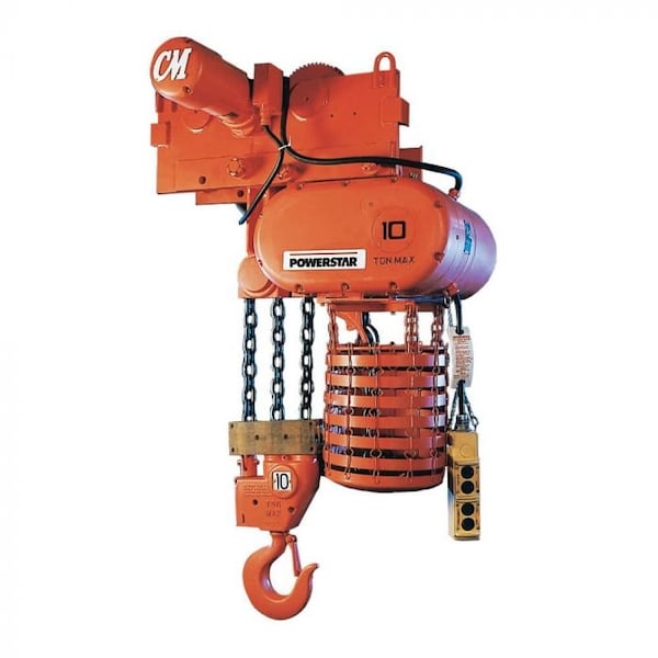 Cm Powerstar Electric Chain Hoist, Single Reeving, 2 Ton, 20 Ft Lifting Height, 824 Fpm Lift Speed - 7004
