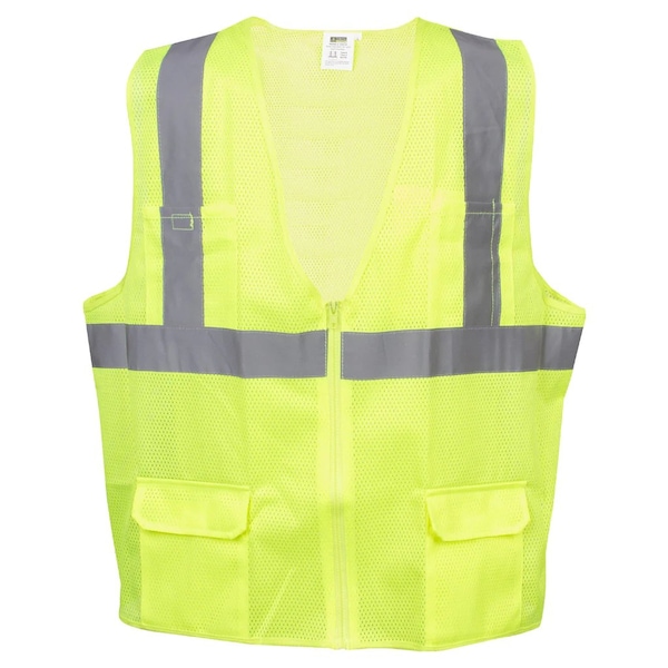 Cordova Safety Vest, Type R, Class 2, Mesh, Lime, 2in Reflective Tape, M - VW211PM