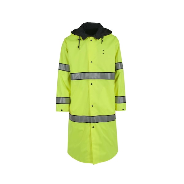 Neese Responder Hi-Vis Reversible Long Rain Coat, Poly Coated 70 Denier Nylon, Class 3 Type P, M - 97001-33-1-LBK-M