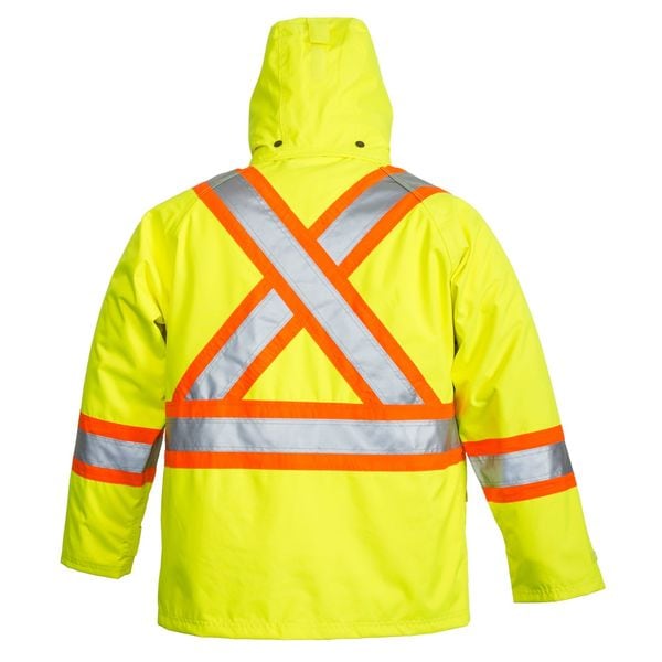 Viking 3-in-1 Tri-Zone Rain Jacket, 300 Denier Polyester/PVC, Class 3 Type R, Yellow/Green, M - 6400JG-M