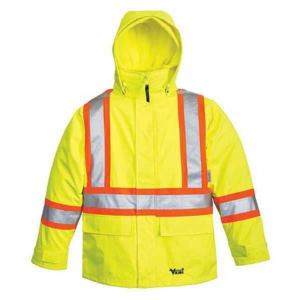 Viking 3-in-1 Tri-Zone Rain Jacket, 300 Denier Polyester/PVC, Class 3 Type R, Yellow/Green, M - 6400JG-M