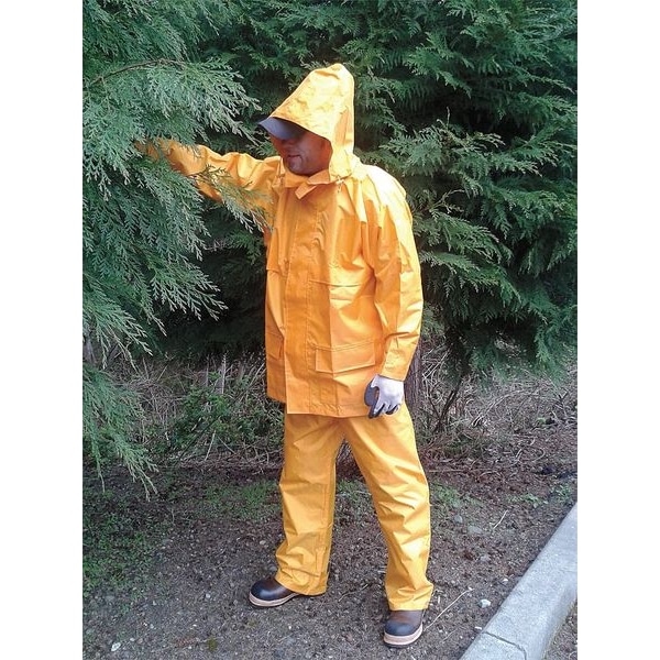Viking Hi-Viz Rain Jacket, 150 Denier Trilobal Ripstop Polyester, Class 3 Type R, Green, M - D6323JG-M