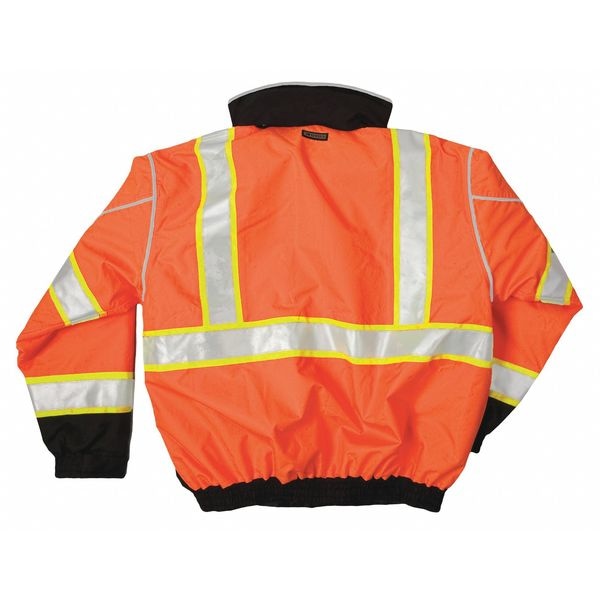 Kishigo Hi-Vis Bomber Jacket, Polyester, Class 3 Type R, Orange/Black, M - JS120-M