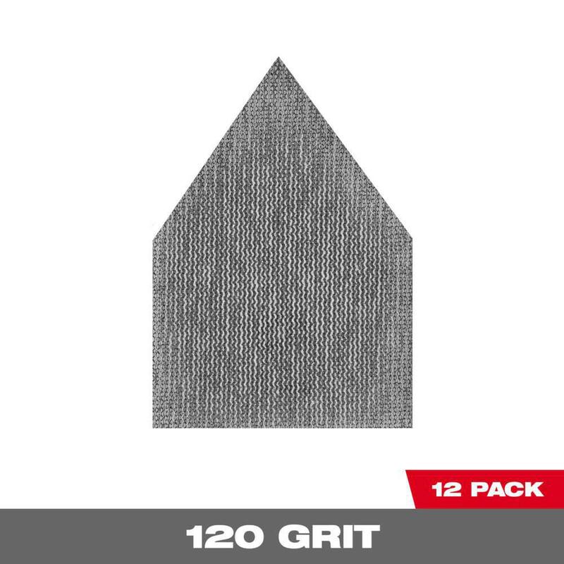 Hoja de lijado de malla de grano 120 de 3-3/4 pulgadas (paquete de 12) para lijadora orbital M12 FUEL Detail Sander - 48-80-5120 de Milwaukee.