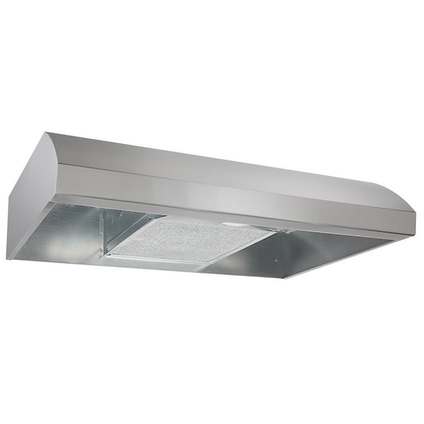 Broan BXT1 Under-Cabinet Range Hood, 270 cfm, Convertible Built-In Vent, 30 in W, 18 in D, 6 in H, Steel - BXT130SS
