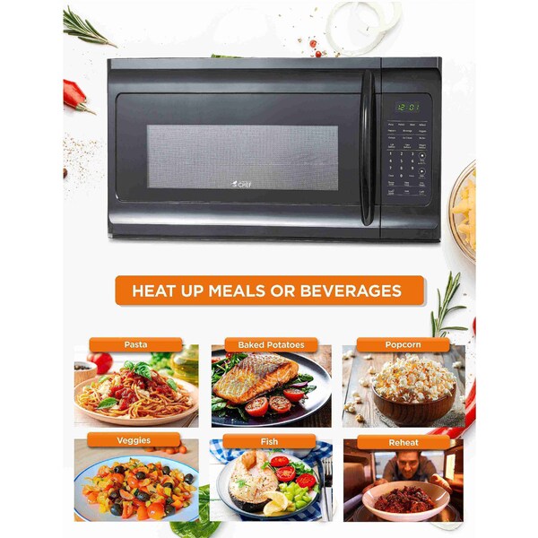 Commercial Chef 1.7 Cu. Ft. Over-The-Range Microwave Oven, 1000 Watt Microwave with 10 Power Levels - CHMR17GB