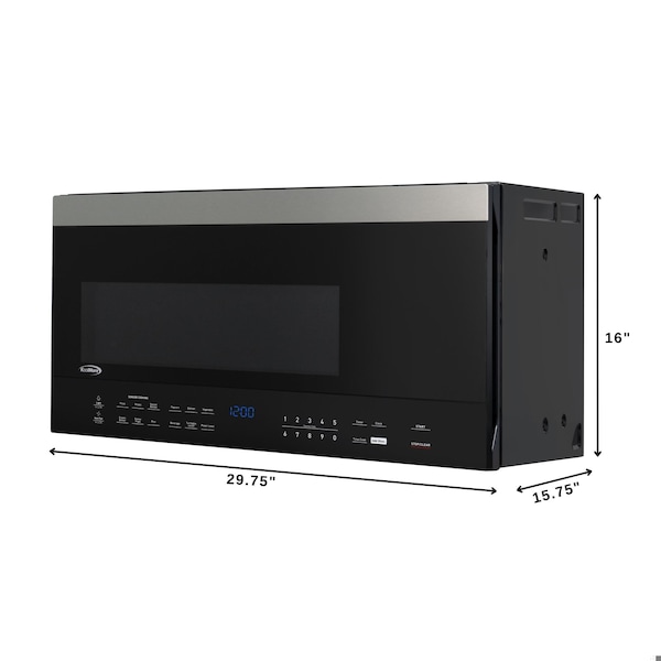 Koolmore 30 in. 1.6 cu.ft Over-the-Range Microwave Oven in Black KM-MOTSC-16BSS - KM-MOTSC-16BSS