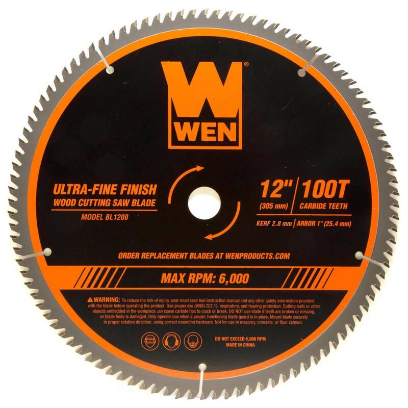 WEN 12 pulgadas 100 dientes de carburo de tungsteno Ultra-Fine acabado profesional hoja de sierra para trabajos de carpintería con sierras ingleteadoras y sierras de mesa - BL1200.