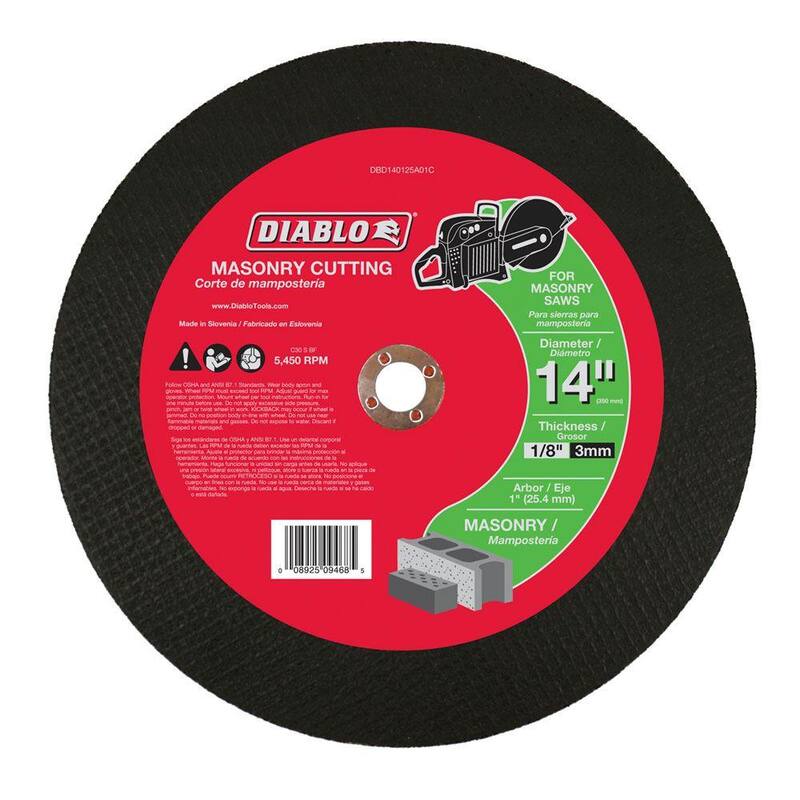 DIABLO 14 pulgadas x 1/8 pulgadas x 1 pulgada Disco de corte de alta velocidad para albañilería - DBD140125A01C